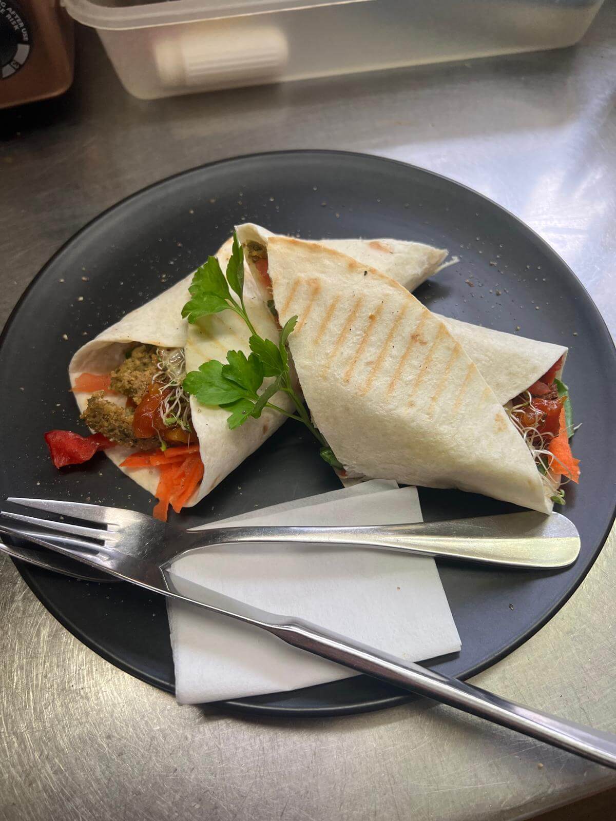 Vego Wrap with Grilled Tofu or Falafel and Fresh Vegetables